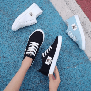 Black Ladies Sports Sneakers - White Sole
